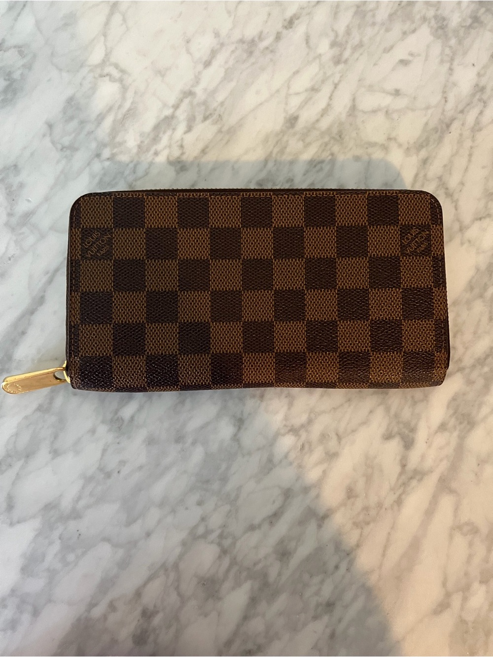 Louis Vuitton Damier Ebene Zip Around Card & Key Holder in Brown